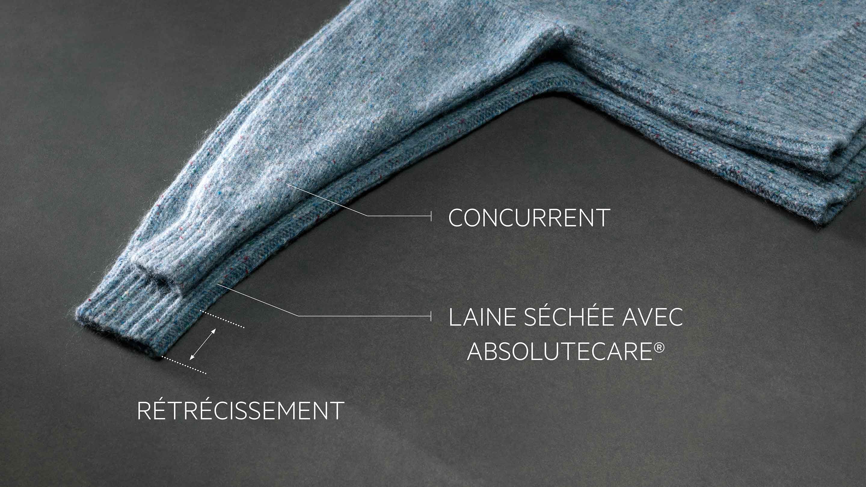 Pull en laine séché avec AbsoluteCare® par rapport à un séchage standard